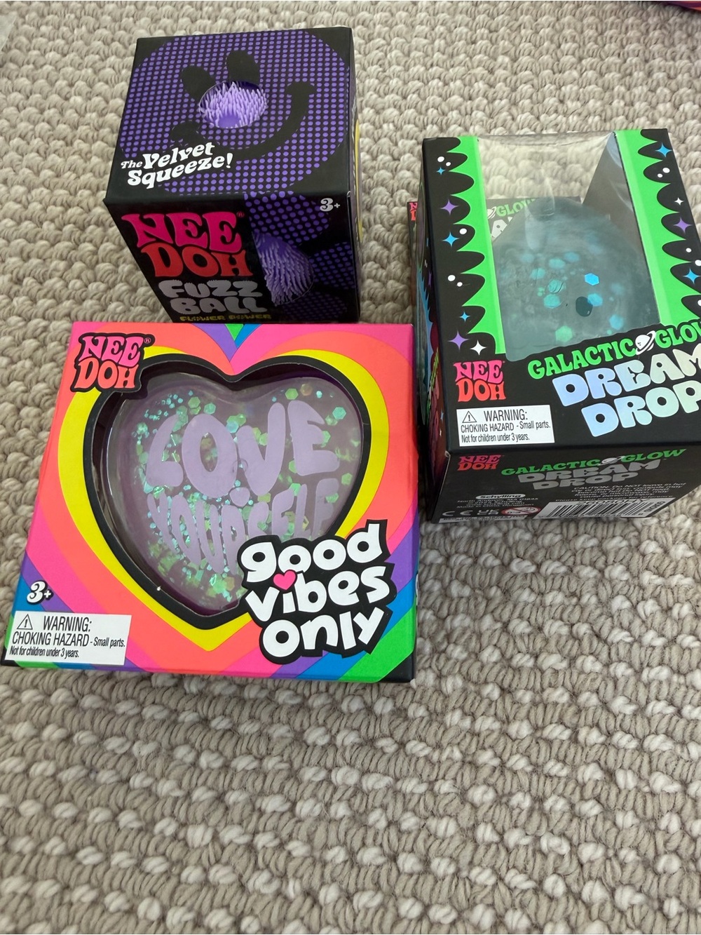 NeeDoh Kids Stress Ball Set — Purple and Teal NeeDoh Fizz & Glow Balls
